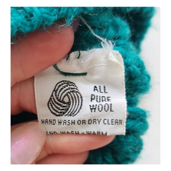 Quill’s Woollen Market Vintage 80s Irish Handknit Teal Wool Sweater | 44 (L/XL) - Picture 11 of 11